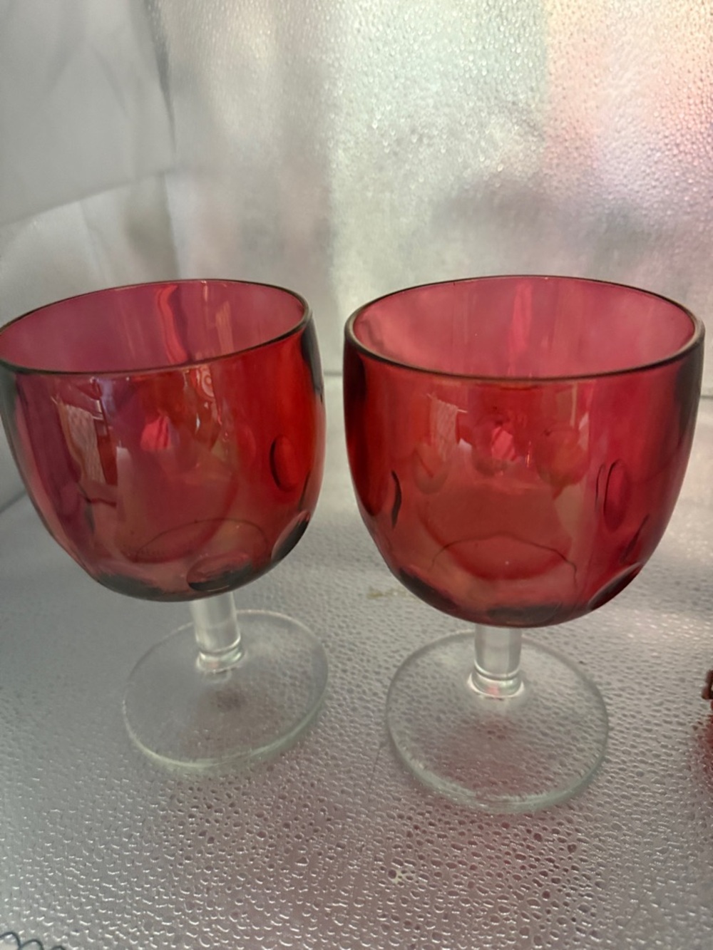 Vintage Cranberry Thumbnail Goblets
